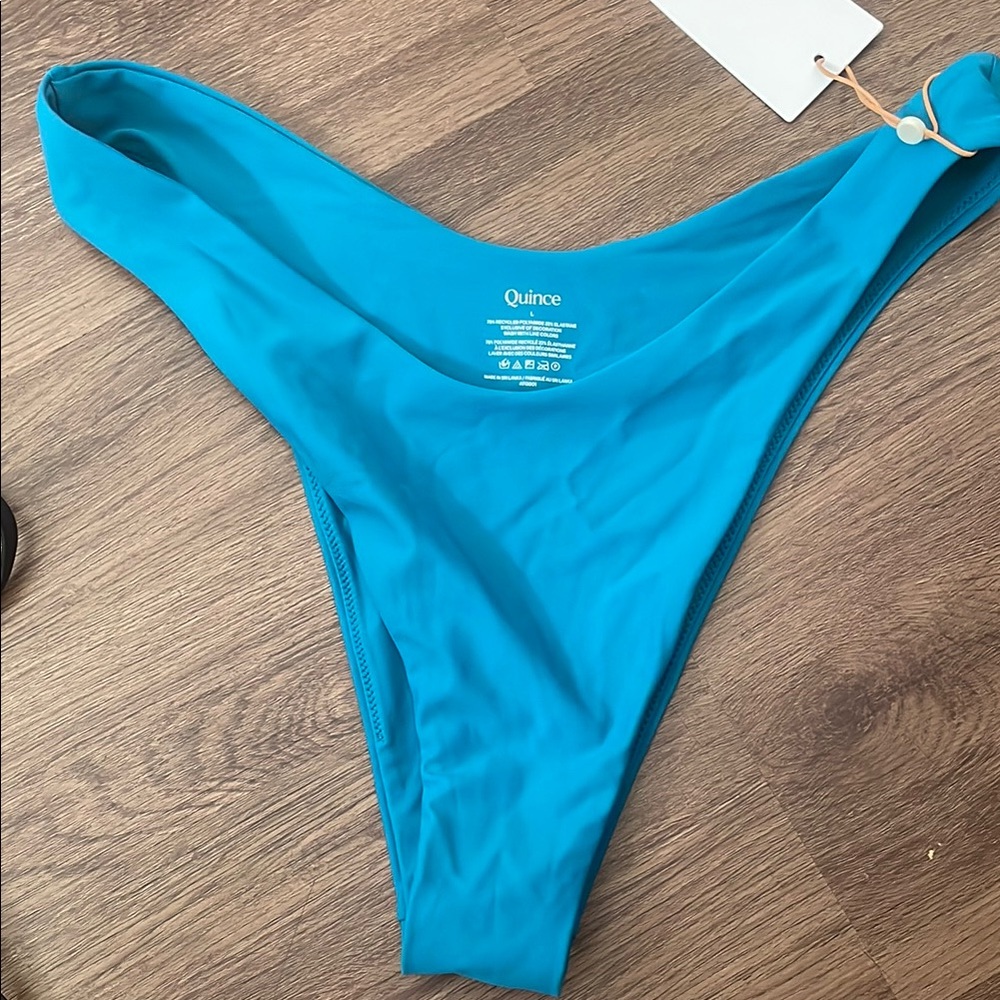 Quince High - Cut Bikini Bottom Flattering V Shape Front Size L NWT